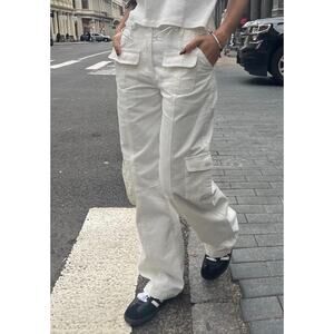 Brandy Melville White Kim Cargo Pants Straight Leg Utility Casual size 29